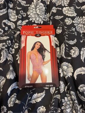 Popsi Lingerie Pink Embroidery Lace Teddy With Open Back